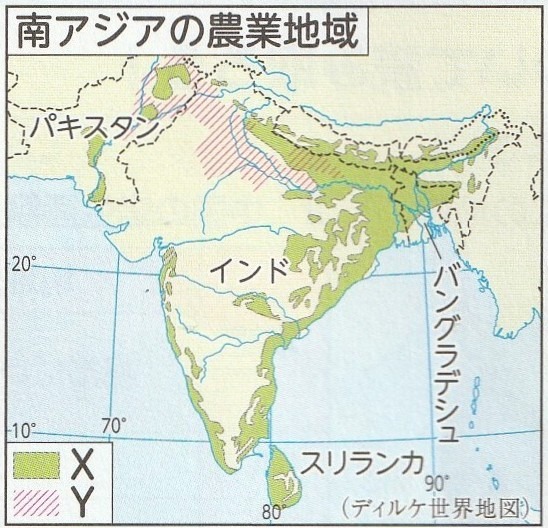 南アジアの地図（宗教分布と農業地域）